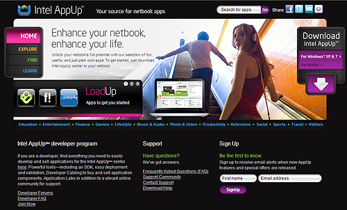 画像ギャラリー No.003のサムネイル画像 / Netbook陣営の巻き返しとなるか。米Intel,Netbook向けアプリケーションストア「Intel AppUp」を本日より公開