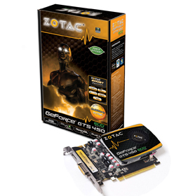 画像ギャラリー No.001のサムネイル画像 / 補助電源不要の低消費電力版ZOTAC製GTS 450カード登場。1スロット仕様