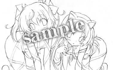 画像ギャラリー No.011のサムネイル画像 / 色はないけど肌色が多いことは分かる。「快盗天使ツインエンジェル〜時とセカイの迷宮〜」,店舗別購入特典イラストのラフ画が公開に