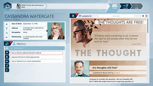 画像ギャラリー No.003のサムネイル画像 / ネットを監視して犯罪を未然に防ぐ,対テロ捜査シミュレーション「Orwell」の最終章がリリース