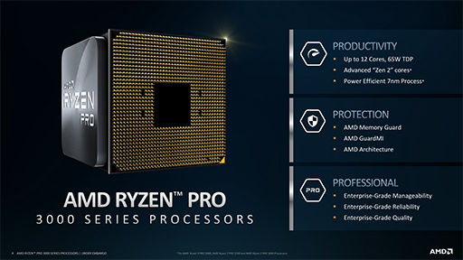 画像ギャラリー No.004のサムネイル画像 / AMD,Zen 2コア採用のビジネスPC向けCPU「Ryzen PRO 3000」を発表。Zen+ベースのビジネスPC向けAPUも同時に