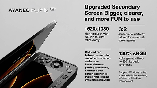 画像ギャラリー No.003のサムネイル画像 / Nintendo DS風携帯型ゲームPC「AYANEO FLIP」シリーズ新モデルのクラウドファンディングキャンペーンがはじまる。最新CPU&TMRスティックを採用