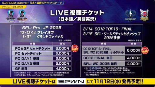���������꡼ No.009�Υ���ͥ������ / ��CAPCOM CUP 12�ס�SFL�����ɥե����ʥ�פδ�������å��������䤬10��10���˳��ϡ��辡�Υ饤�ֻ�İ��ͭ���ˡ�TGS2025��