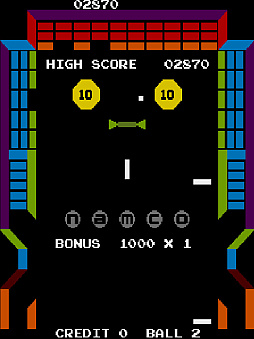 画像ギャラリー No.005のサムネイル画像 / ピンボール要素のあるブロック崩しゲーム「ジービー」,アーケードアーカイブスで10月2日配信開始。1978年発売のナムコ初の自社開発タイトル