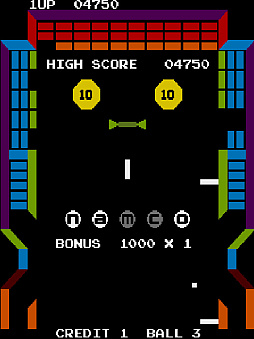 画像ギャラリー No.006のサムネイル画像 / ピンボール要素のあるブロック崩しゲーム「ジービー」,アーケードアーカイブスで10月2日配信開始。1978年発売のナムコ初の自社開発タイトル