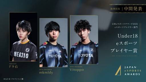 画像ギャラリー No.013のサムネイル画像 / 「日本eスポーツアワード2025」,ファン投票の中間結果を発表。2026年1月12日開催のイベントチケットの先行販売も開始